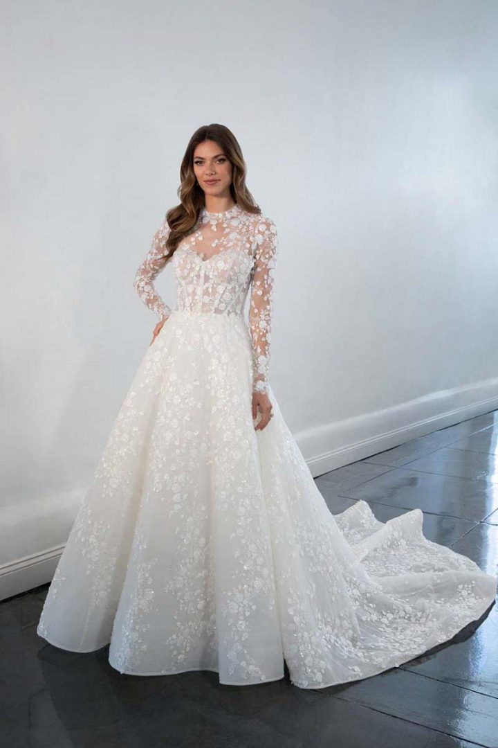 1517 martina liana high neck modest lace gown jewish bride london