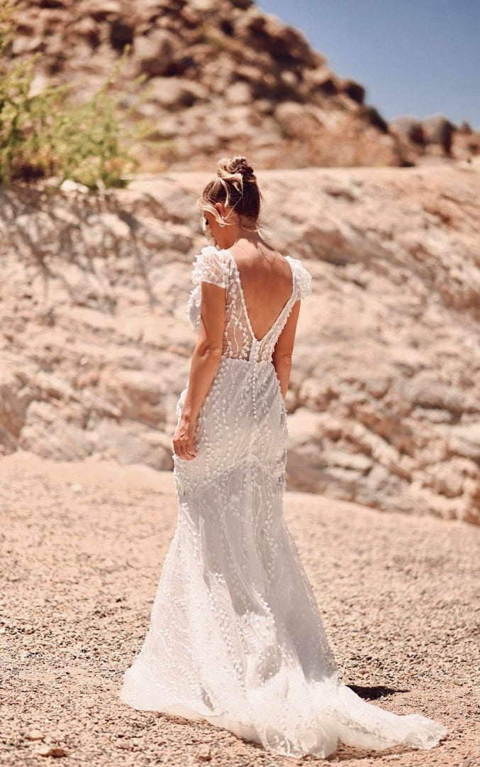 1526 martina liana fitted lace gown with gloves