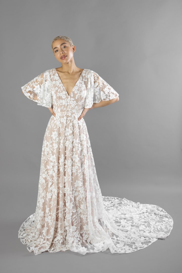 lace open back sustainable wedding dress london