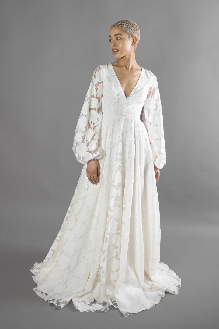 puff sleeve sustainable wedding dress
